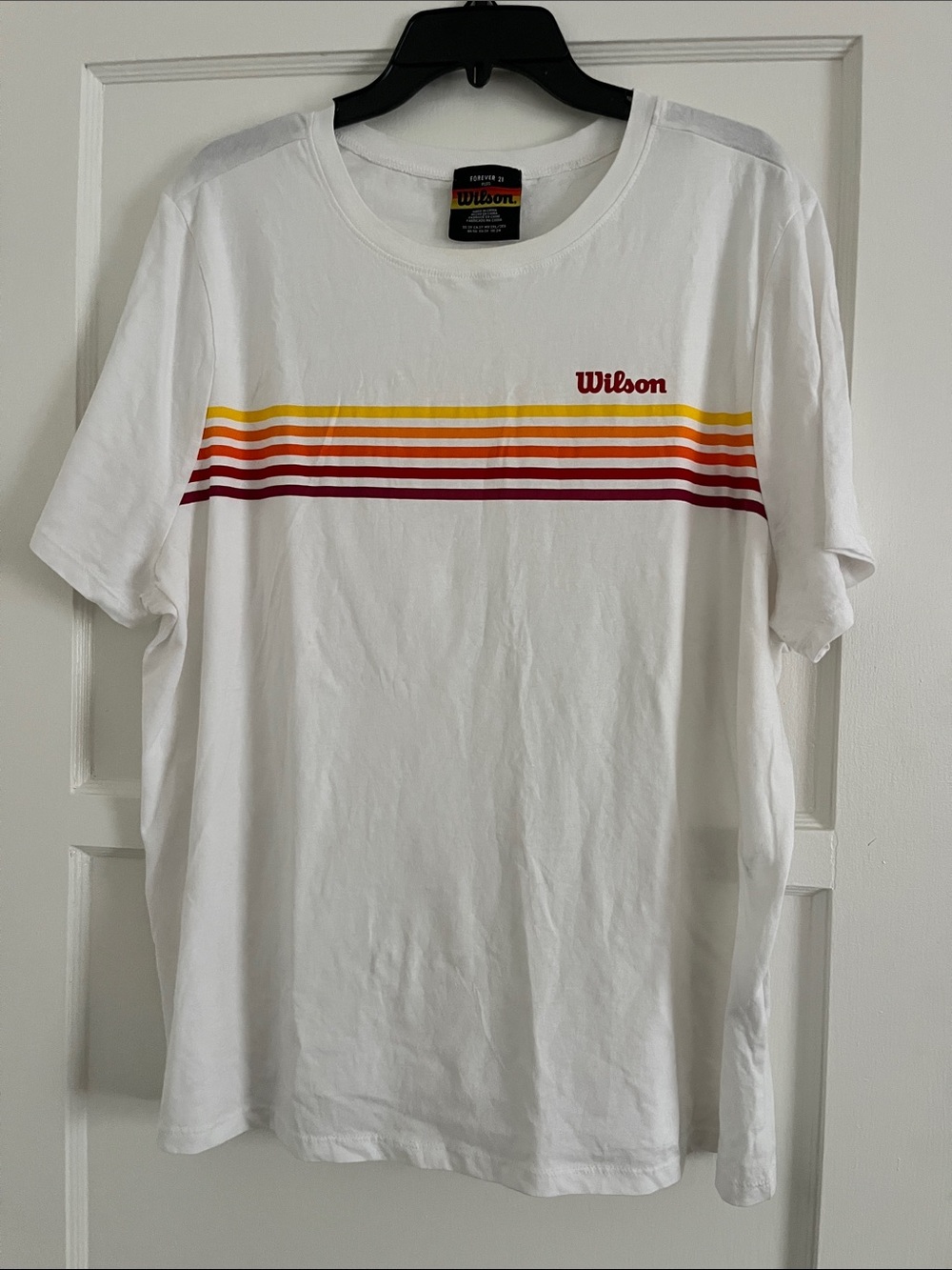 Wilson x Forever 21 White Retro Stripe Crewneck T-Shirt